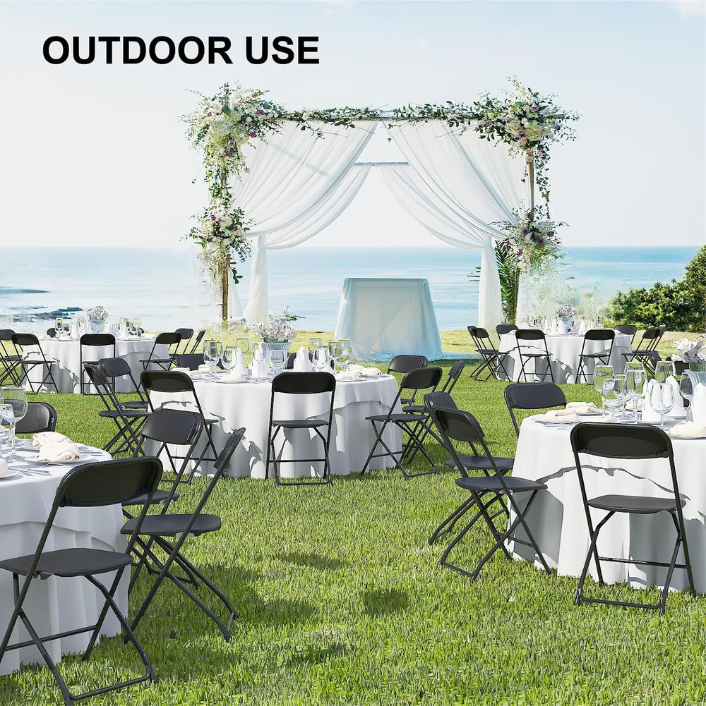Black Folding Chairs 10 Pack for Wedding Party School, 350lbs