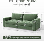 Hanherry 89" Sofa for Living Room, Modern Comfy Couch with Medium Firm Seat Cushion, Removable Cover,Wide Armrest,USB/Type-C Port,Chenille Fabric Couches for Small Space,Apartment
