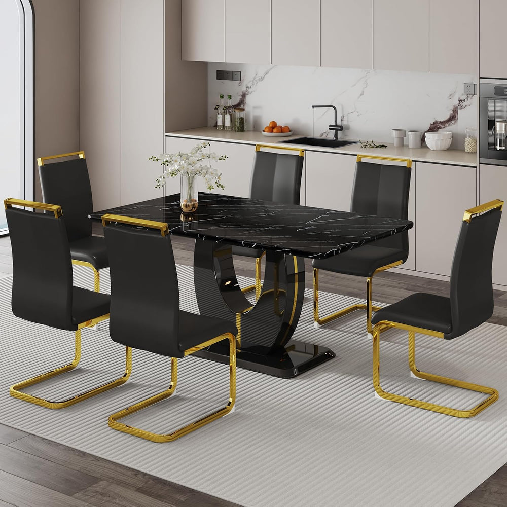 Dining Table Set for 6, Kitchen Table Chairs Set of 6, Modern Dining Room Set...