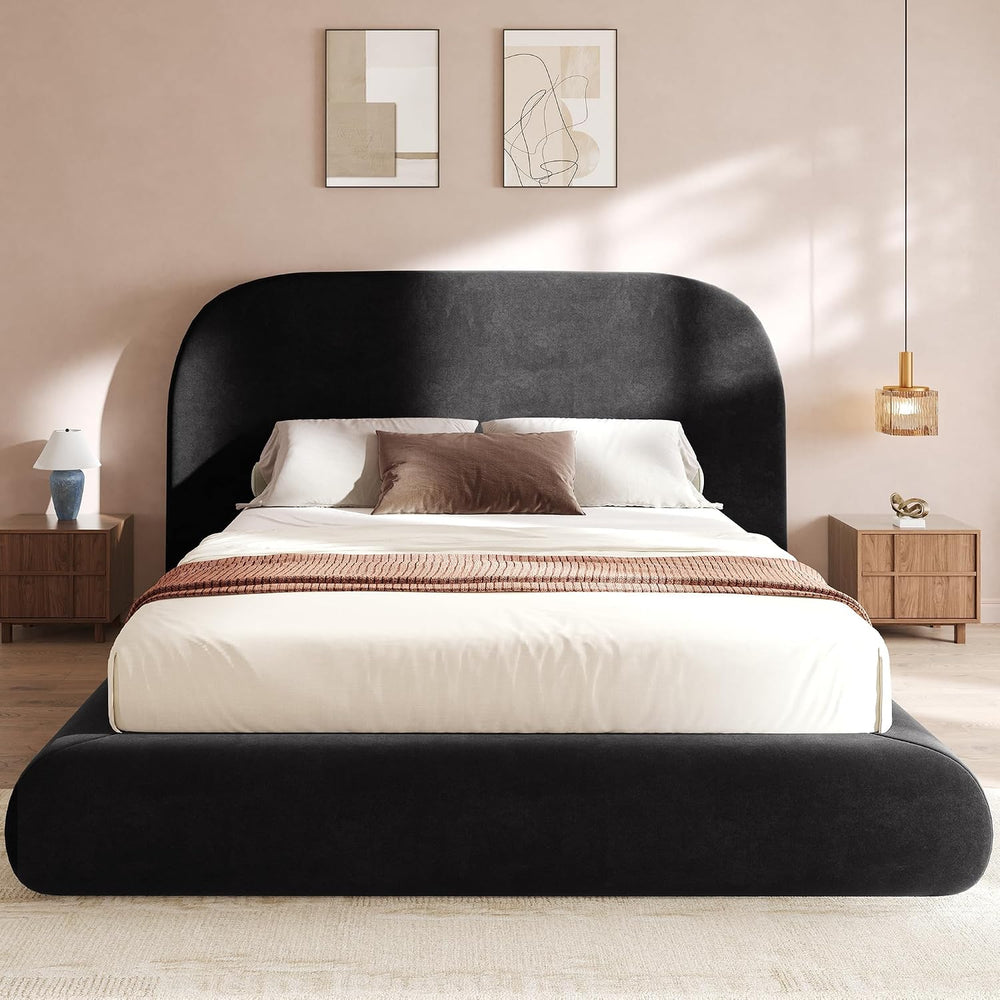 YITAHOME Queen Size Bed Frame, Curved Arched Soft Cloud Bed with Headboard