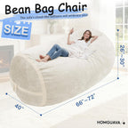 Homguava 6FT Bean Bag Chair Giant Bean Bag Chairs for Adults with Memory Foam Filled,Beanbag Chair with Soft Faux Fur Cover,Comfy Bean Bag Sofa Lounger for Living Room,Game Room,Bedroom