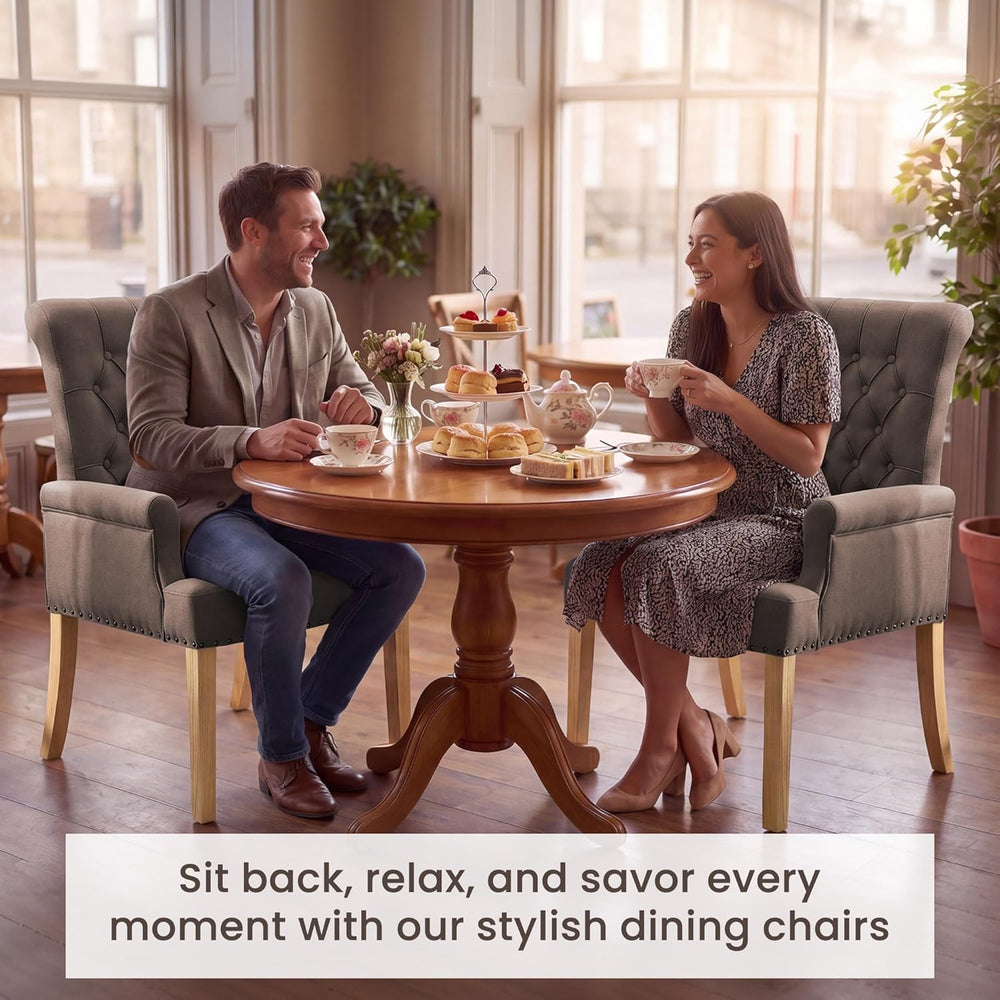 Upholstered Dining Chairs, Modern Fabric Dining Room Chairs with Arms, Tufted...