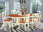 East West Furniture PLKE7-WHI-W 7 Piece Modern Dining Table Set Consist of an Oval Wooden Table with Butterfly Leaf and 6 Dining Chairs, 42x78 Inch, Buttermilk & Cherry