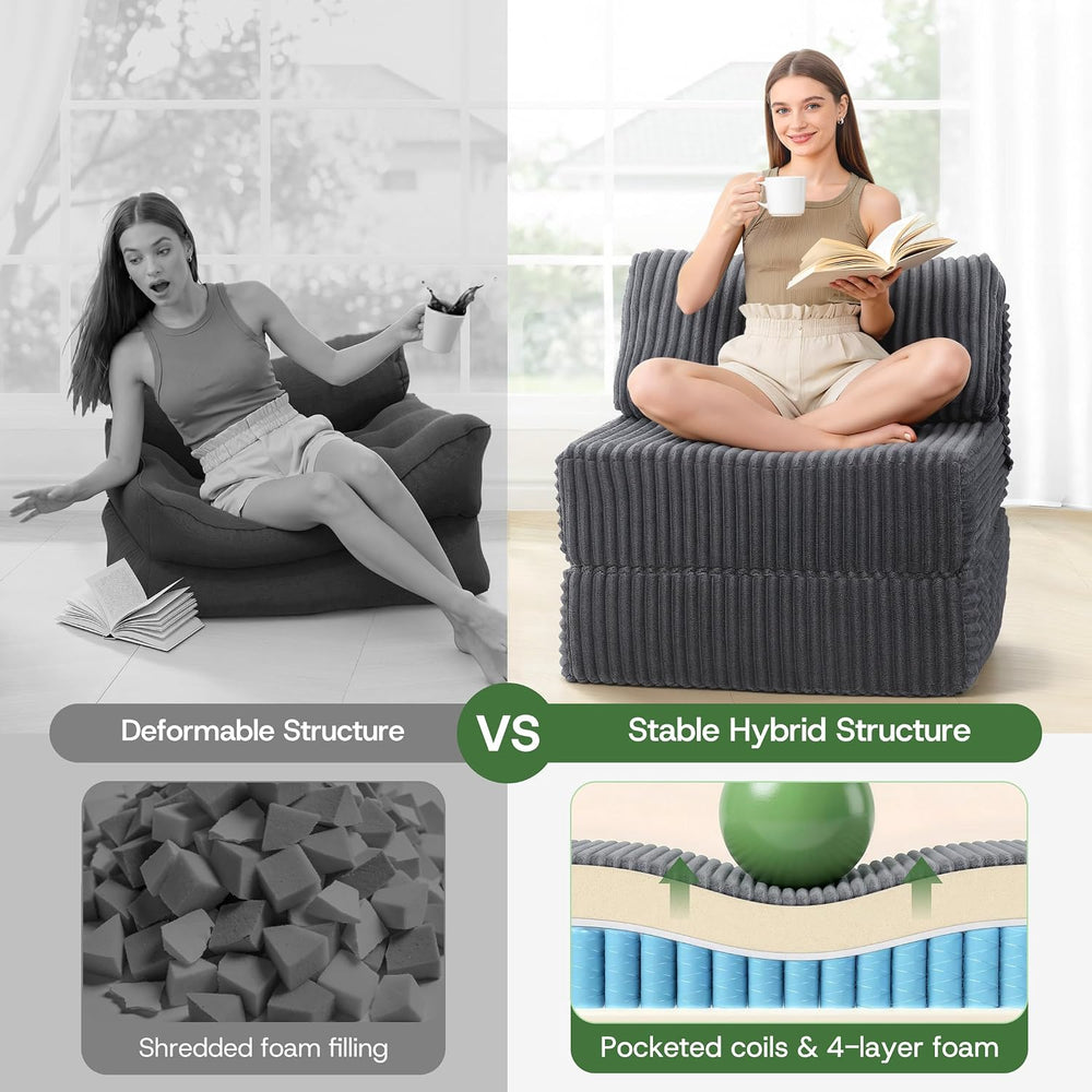 Folding Sofa Bed Convertible 4 in 1 Sleeper Chair Gray Single XL