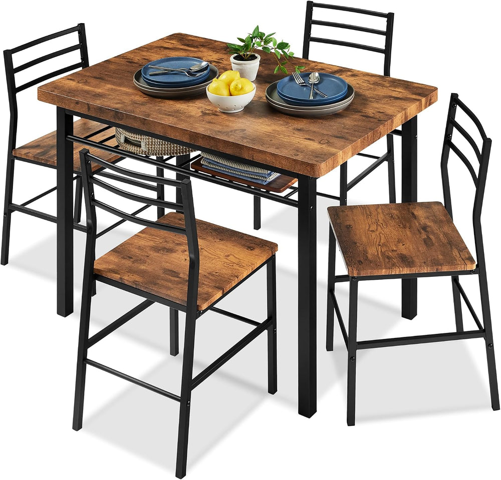 Best Choice Products 5-Piece Modern Dining Set W/Steel Frame, Space Saving Re...