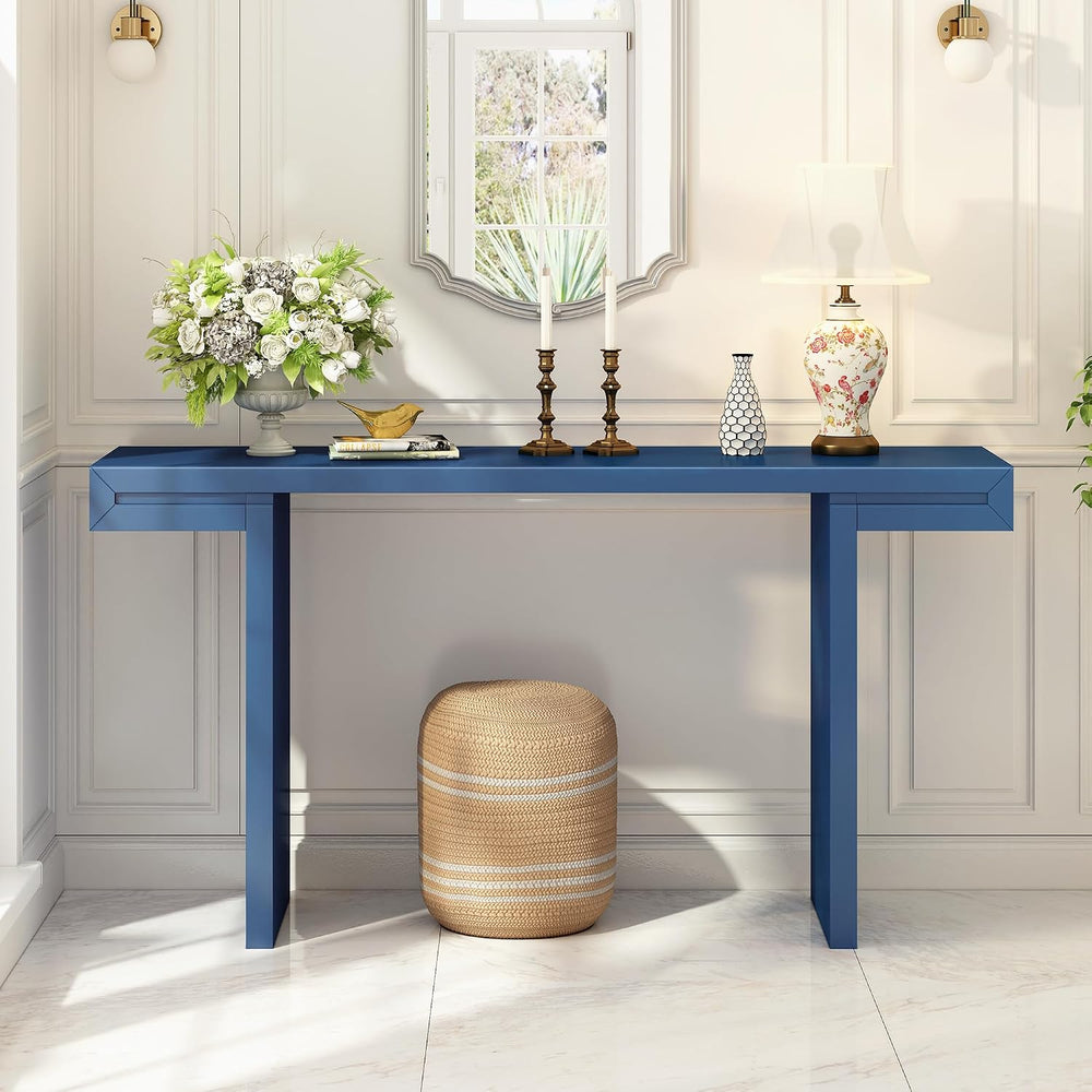 Quarte 60-Inch Modern Console Table with Geometric Clean Lines Design, Spacio...