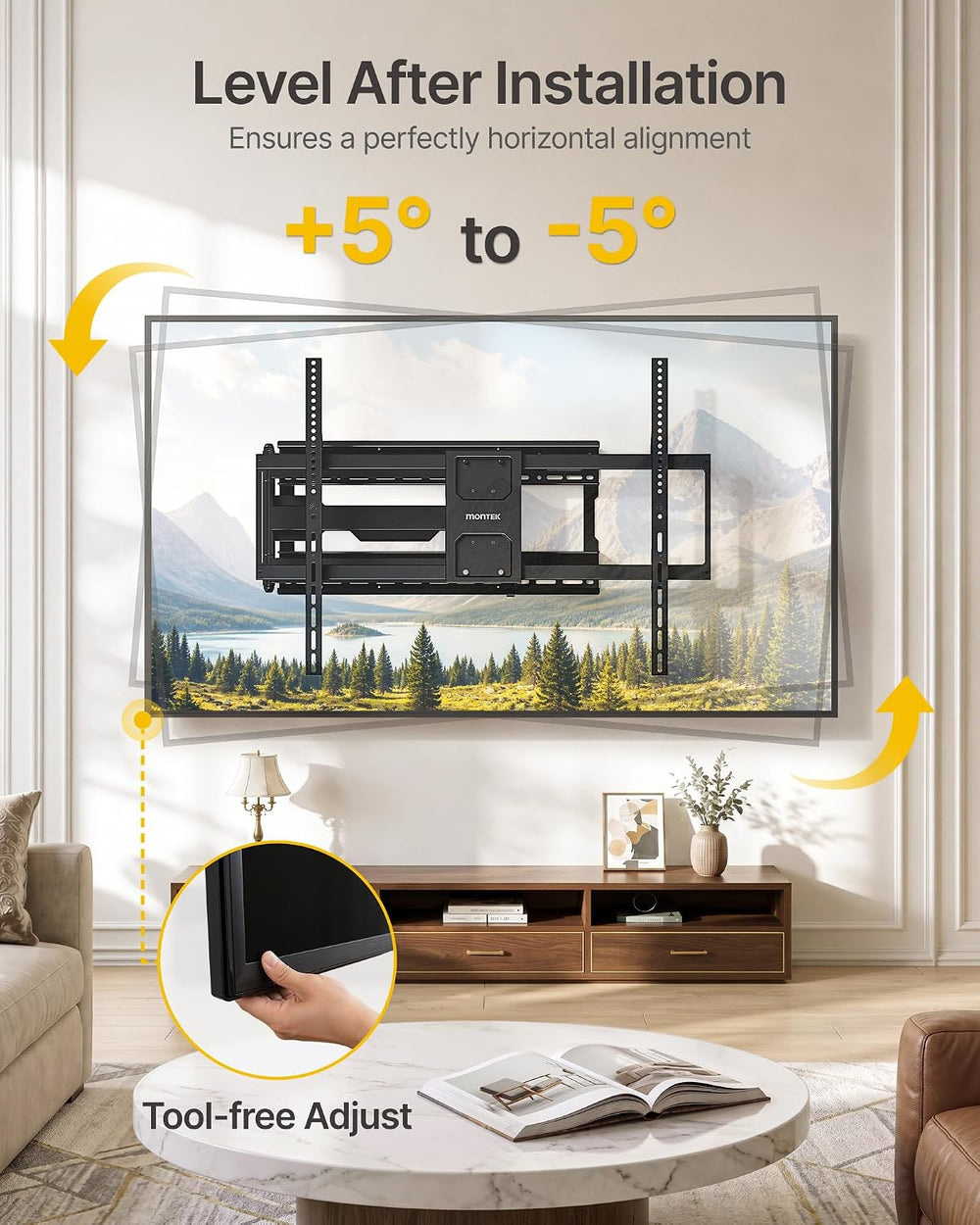monTEK XL 40” Long Arm TV Wall Mount for 50-100 inch TVs up to 176 lbs | ±90°...