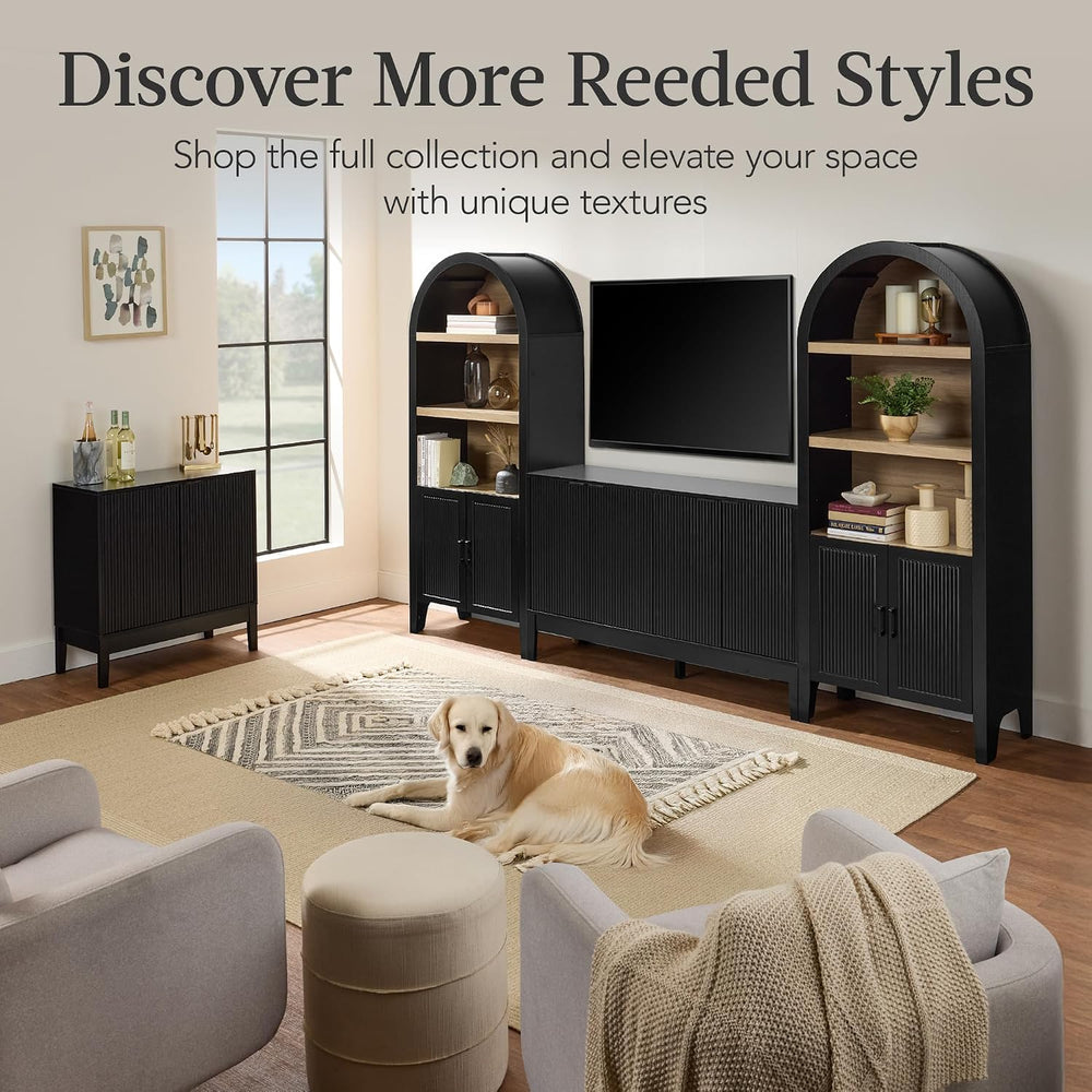 Best Choice Products 72" Tall Arched Pantry Cabinet w/Reeded Doors, 5-Ti...