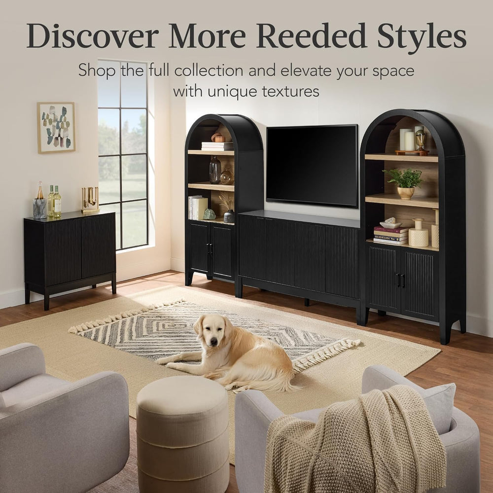 Best Choice Products 72" Tall Arched Pantry Cabinet w/Reeded Doors, 5-Ti...