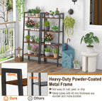 Vintage Ladder Shelf, 4/6 Tiers Wooden Industrial Storage Rack with Adjustable Footpads, Home Office Display Bookshelf Plant Stand for Living Room Bedroom (56 x 32 x 138 cm, Rustic Brown)
