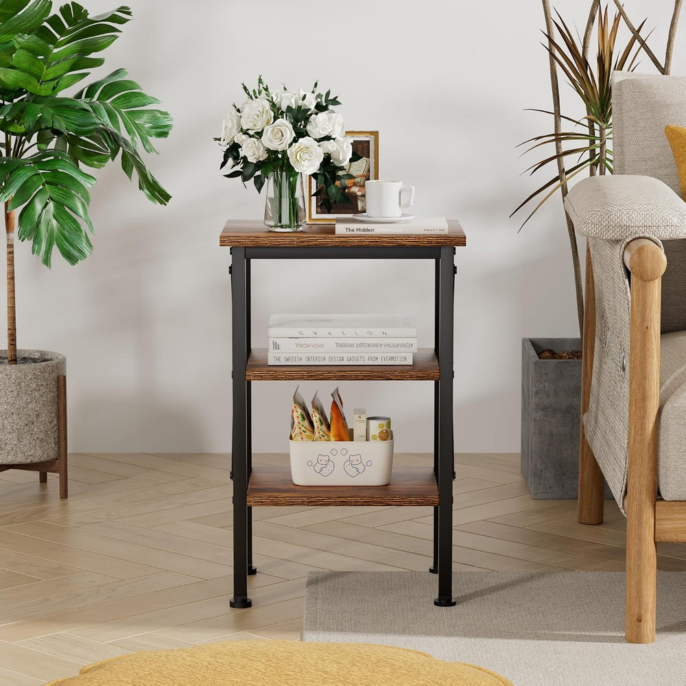 VECELO End Side Table Night Stand,X-Design with Storage Shelf for Bedroom,Liv...
