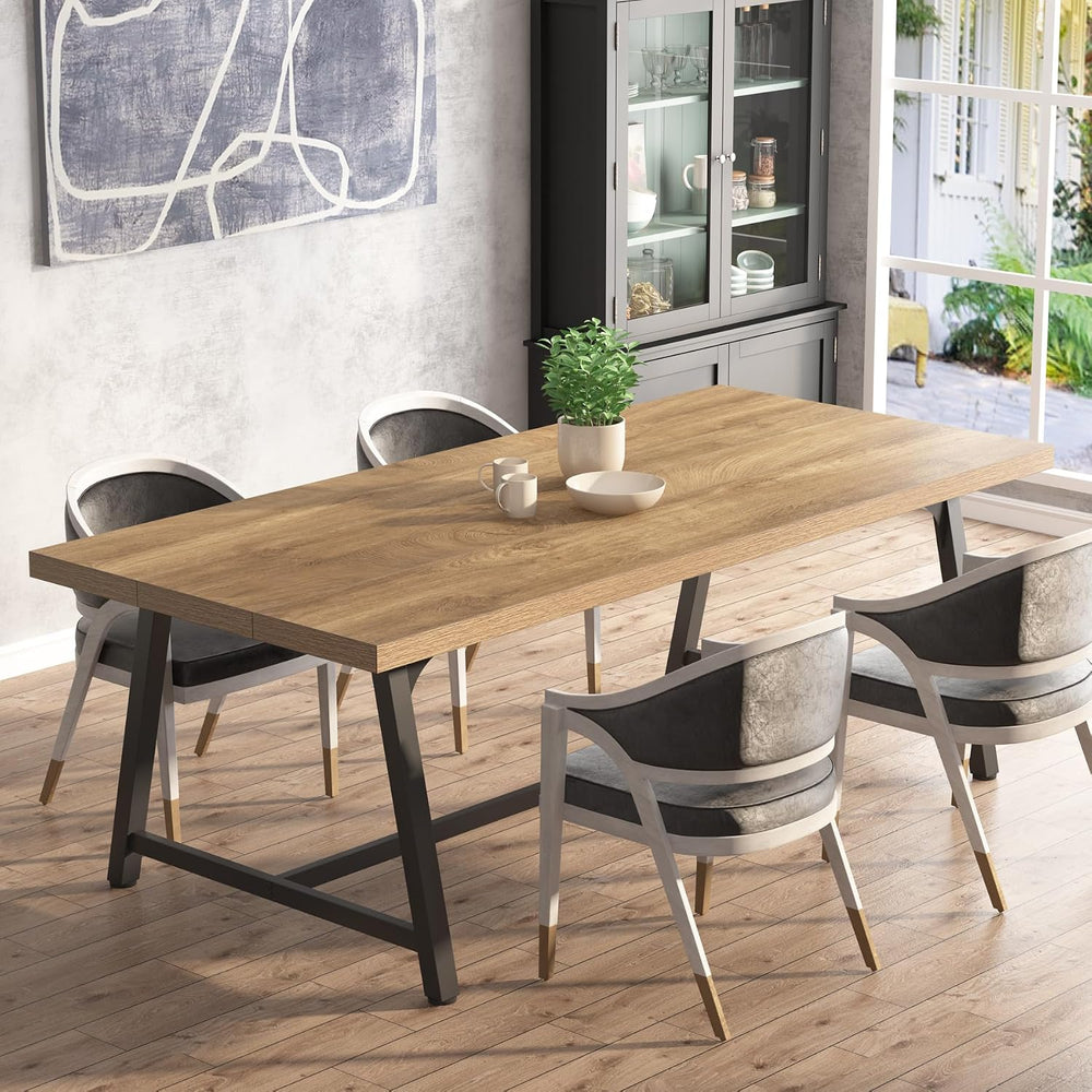 Tribesigns Dining Table for 8 People, 70.87-inch Rectangular Wood Kitchen Tab...