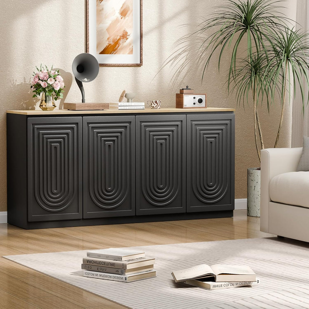 63" Fluted Sideboard Buffet Cabinet with Storage,Large Modern Accent cre...