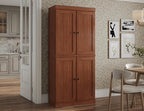 Palace Imports Solid Wood Kitchen Pantry Cabinet - 71.5" H x 32" W - Wooden Storage Cabinet w/ 4 Shaker Doors, 2 Drawers & 4 Adjustable Shelves, Mocha, 100% Renewable Eco-Friendly Wood, Made in Brazil