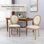 Nrizc French Country Dining Chairs Set of 6, Leather Farmhouse Dining Room Chairs with Round Back, Solid Wood Legs, Oval Side Chairs for Kitchen/Bedroom/Dining Room