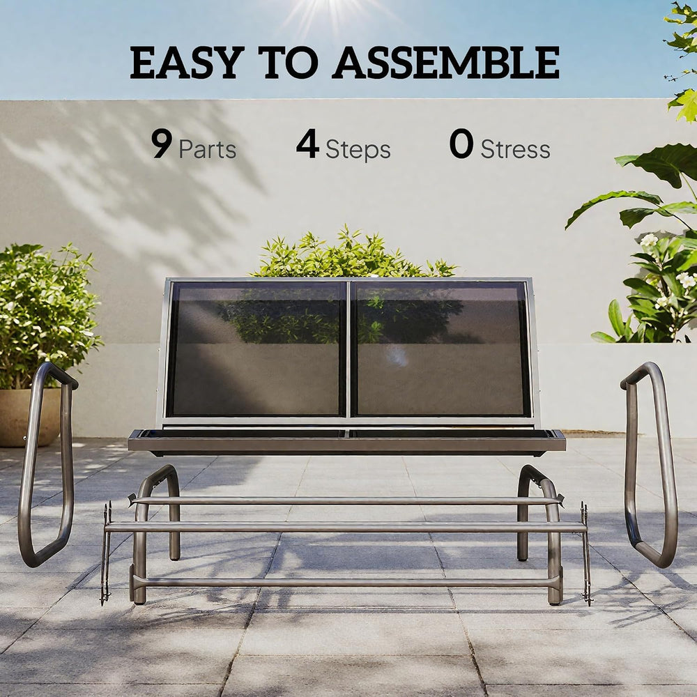 Outsunny 2-Person Outdoor Glider Bench with Steel Frame, Black | Double Swing...