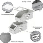 Space-Saving Hat Box with Clear Window Zipper Lid 2-Pack Stackable Closet Hat Organizer for Baseball Caps 16.5*9*7 Inches Grey