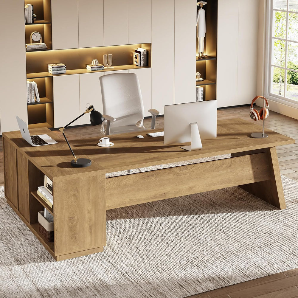 Tribesigns 78" L-Shaped Executive Desk, Large Modern Office Desk with Dr...