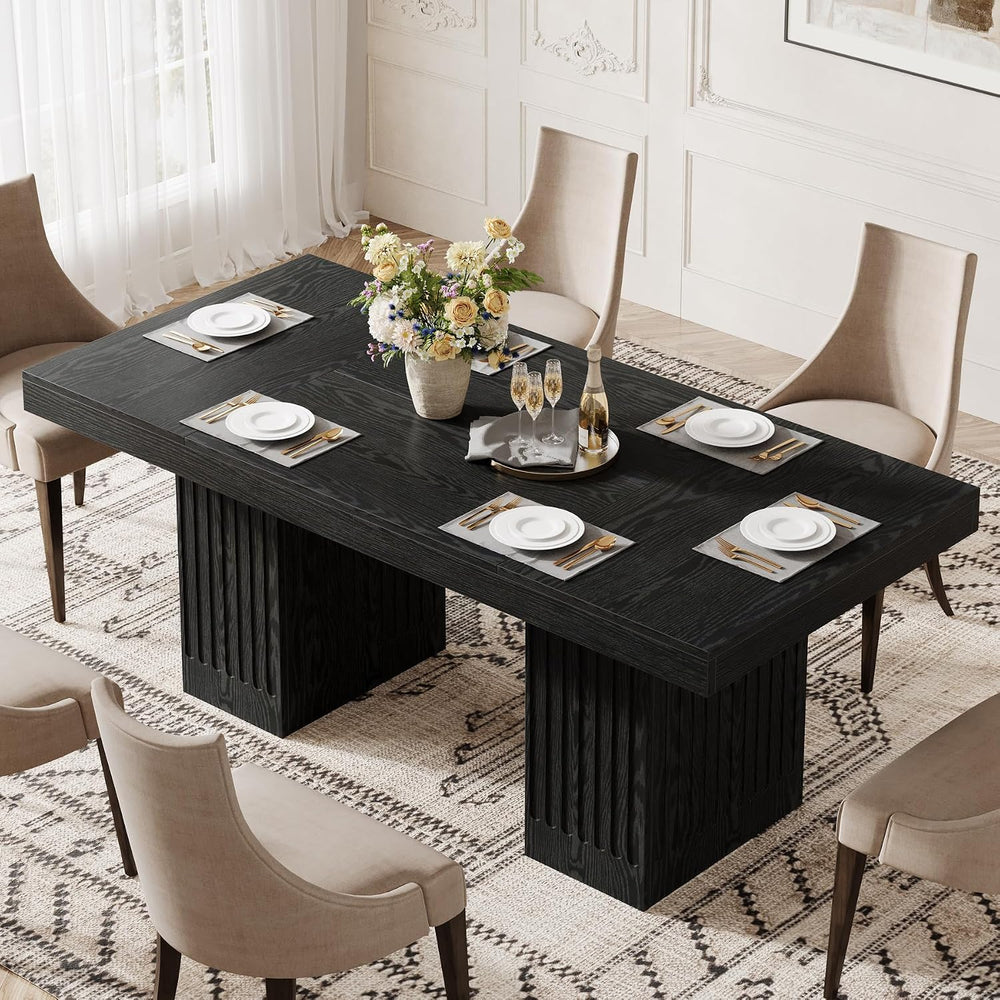 Tribesigns Dining Table for 4-6 People, 63 Inch Modern Rectangle Kitchen Tabl...