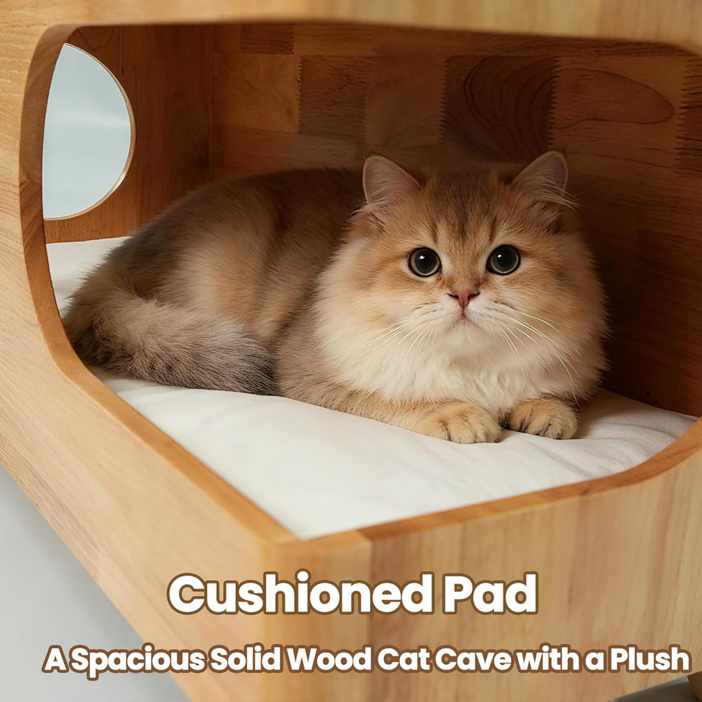 Brelice Sofa Armrest Side Table with Hidden Cat Bed and Storage, Chenille Cou...