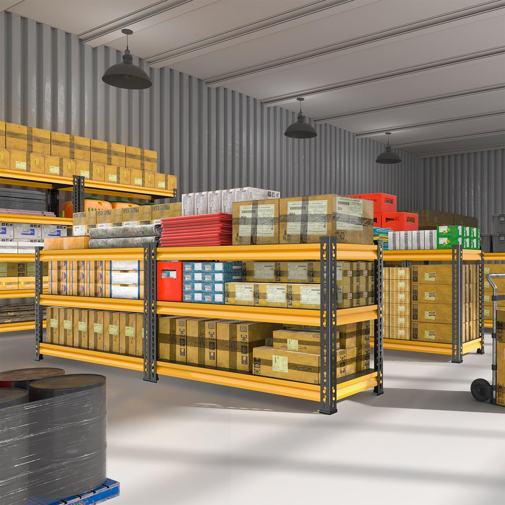 Metal Garage Shelving Heavy Duty, 1530LBS Loads Garage Storage Shelves, 48”W 3-Tier Adjustable Storage Racks and Shelving Units for Garage Basement and Kitchen, 48”W x 18”D x 39”H, Yellow