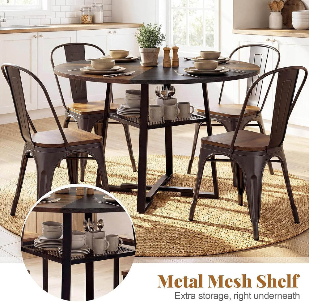 Giantex Round Dining Table for 4-6, 47.5" Circle Kitchen Table with Stor...