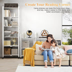 BAYOYONI 6 Tier Industrial Bookshelf - Storage Shelves with Two Usage Modes - Foldable Metal Bookshelves for Living Rooms, Offices, and Bedrooms (White, 6 Tier)