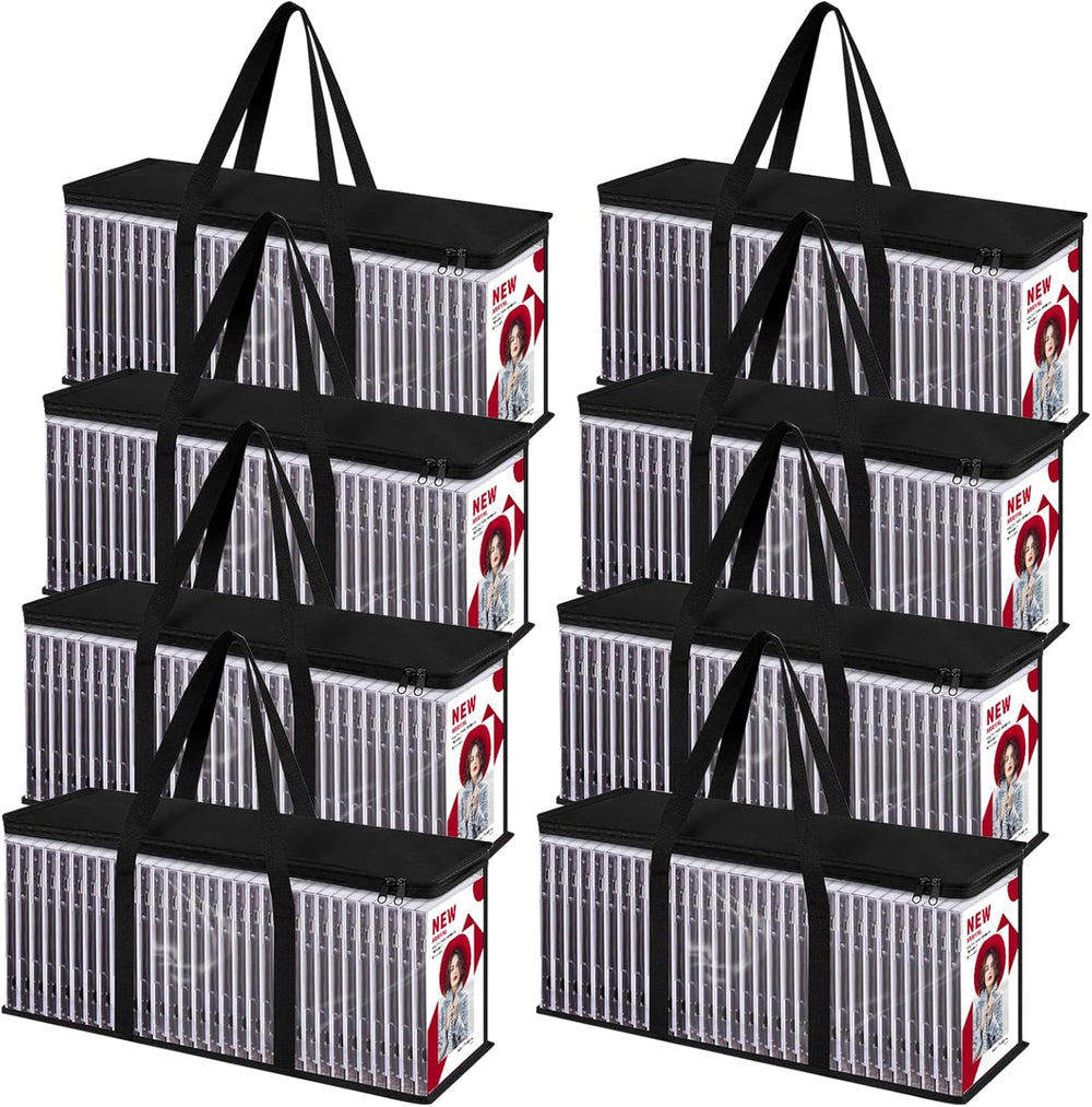 QTLCOHD 8 Pack DVD Storage Bags, Clear PVC DVD Case Holder with Handles | Fro...