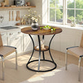 Round Dining Table for 2-4, 31.5" Small Dinner Table Kitchen Tables with Storage Shelf for Dining Room, Kitchen, Living Room, Brown and Black