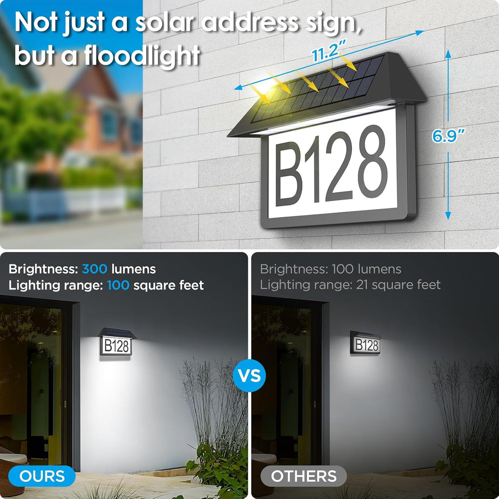 Solar Address Sign, House Numbers Sign for Outside 3 Color Temperature, High ...