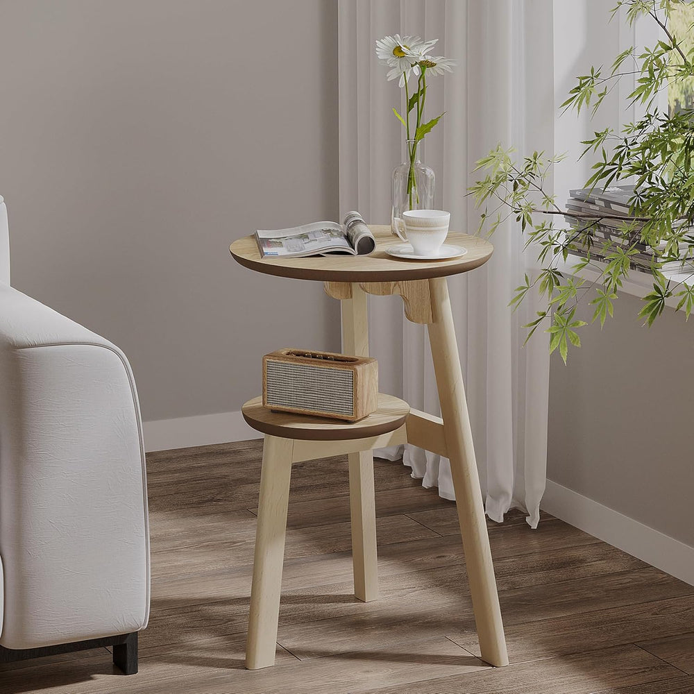 ChooChoo Round End Table for Small Spaces, Narrow Side Table, Accent Table Ni...