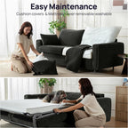 Pull Out Sofa Bed, No Cushion Removal, Queen Sleeper Sofa with USB Fast Charging, Memory Form Mattress, 2-in-1 Convertible Comfy Loveseat Couch Bed for RV, Apartment, and Small Spaces (Dark Grey)