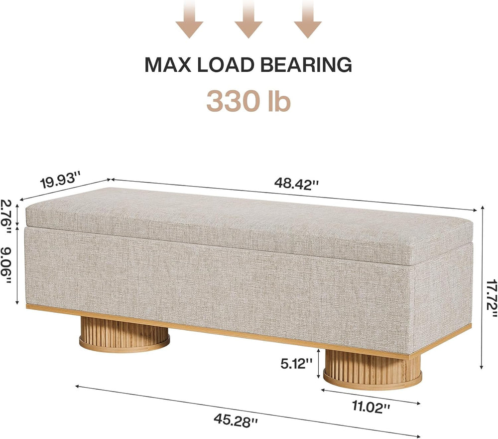 Tribesigns 50.39" Storage Bench with Padded Seat Cushion, Upholstered Sh...