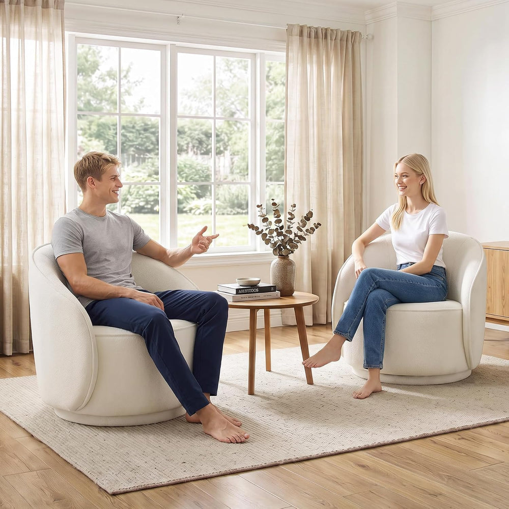 Swivel Accent Chairs Set of 2, 360° Comfy Barrel Swivel Club Armchair, Modern...