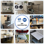 Hally Stainless Steel Table for Prep & Work 18" x 30" with Backsplash NSF | Commercial Metal Heavy Duty Workbench, Adjustment Undershelf, for Kitchen, Restaurant, Home, Hotel, Garage, Pizza Oven