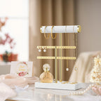 2 Tier Bracelet Holder Display - Detachable T Bar White Velvet Bracelet Holder, Jewelry Holder Organizer for Bracelet, Necklace, Earrings, Rings