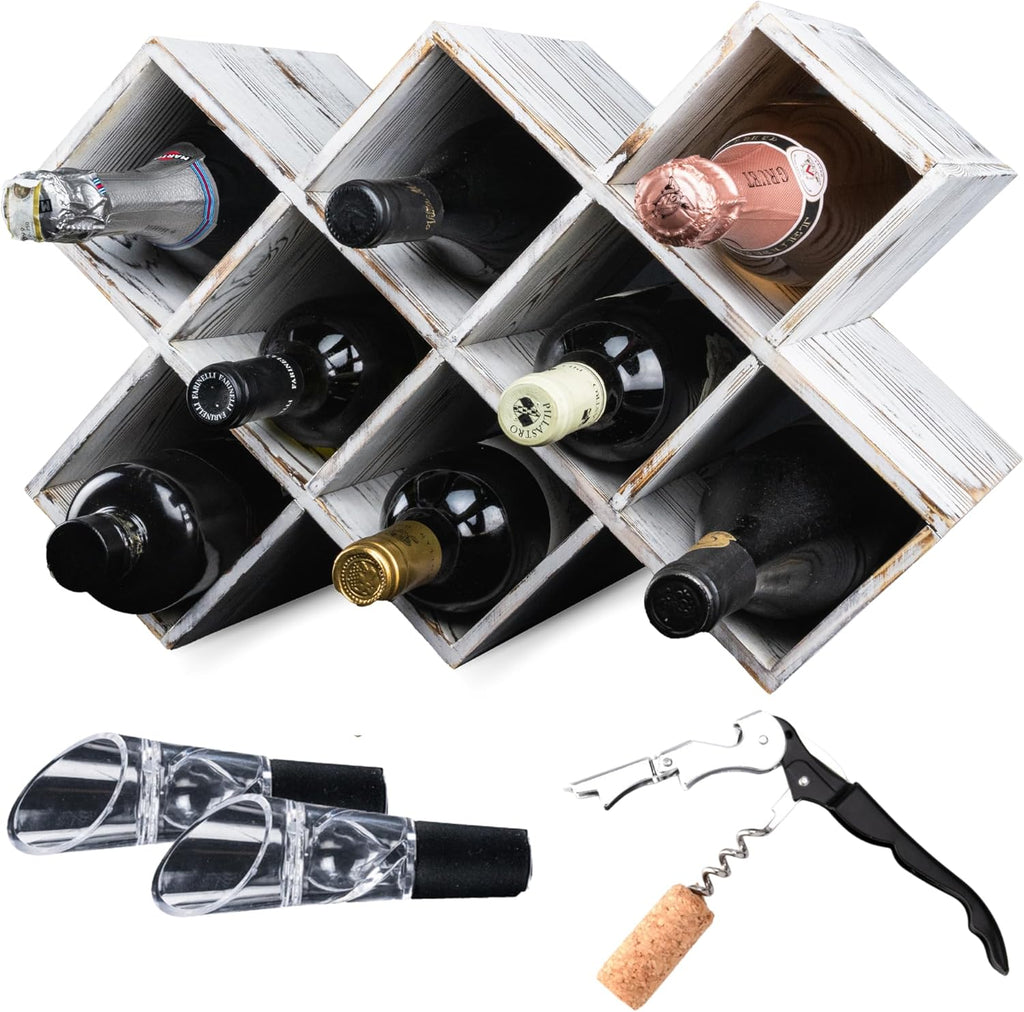 Penitent Man Wooden Wine Rack - Rustic Farmhouse Wine Racks Countertop Storage and Bottle Rack for Wine Storage