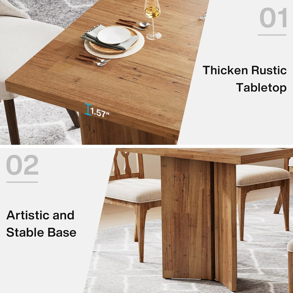 Tribesigns 63-inch Dining Table for 4-6, Farmhouse Kitchen Table with Large T...