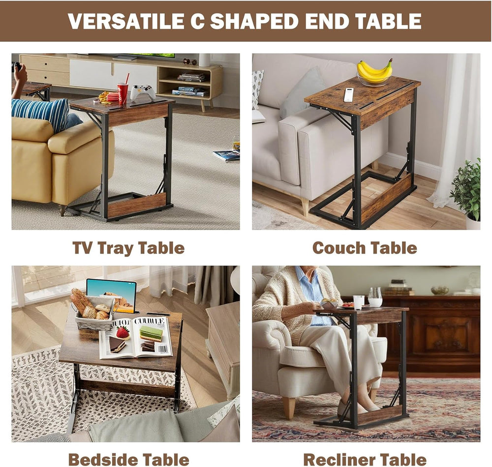Folding TV Trays Set of 2 , Adjustable Height TV Trays for Eating on Couch | ...