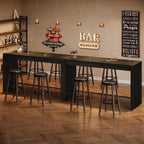 Tribesigns Kitchen Island, 63-Inch Modern Stationary Island Bar Table with Metal Footrest, Rectangular Home Bar Unit for Kitchen, Dining Room, Living Room, Pub, Bistro, Black