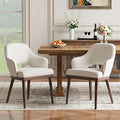 Wooden Dining Chairs Set of 2, Modern Fabric Upholstered Dining Room Chair, Kitchen Side Chairs, Farmhouse Dinner Chair with Open Back for Kitchen, Beige