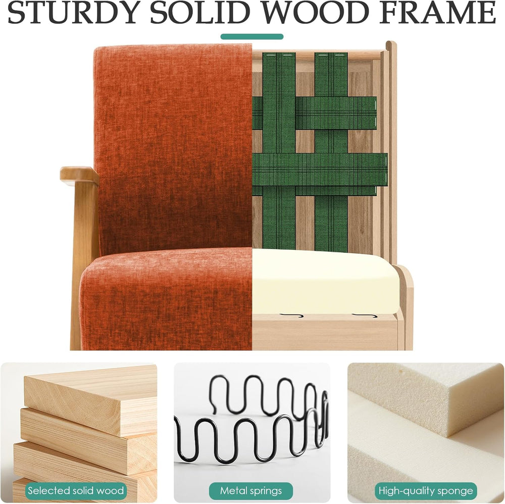 Home Accent Chair Mid Century Modern Accent Chair with Wood Frame, Lounge Uph...