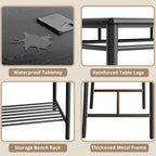 IRONCK Dining Table Set for 4, Kitchen Table and Chairs Set, Black | Kitchen Table with Upholstered Bench and 2 Chairs for Small Space, Apartment