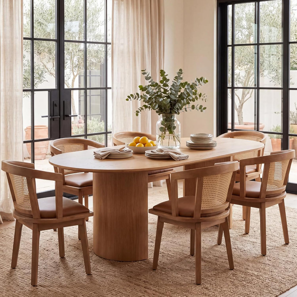 EALSON Rattan Mid Century Dining Chairs Set of 2 Modern Farmhouse Wooden Dini...