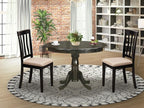 East West Furniture HLAN3-CAP-C 3 Piece Dining Table Set for Small Spaces Contains a Round Dining Room Table with Pedestal and 2 Linen Fabric Upholstered Chairs, 42x42 Inch, Cappuccino