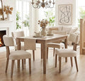 Mid Century Modern Dining Chairs Set of 4, Upholstered Wooden Dining Room Chairs, Farmhouse Kitchen Chairs, Accent Armless Side Chairs with Curved Back for Living Room, Beige Linen, 4PCS