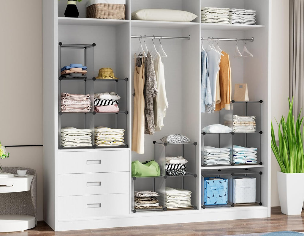 HOMIDEC 6 Light Grey Cube Storage Organizer, Modular Storage Shelf with Hammer, Cube Storage Bin Cabinet Closet Bookshelf for Living Room, Bedroom, Office, Each Cubes Size 11.8 x 11.8 inch