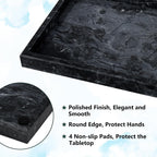 Real Natural Marble Tray for Bathroom, Vanity, Kitchen and Desktop, Rectangle Genuine Marble Stone Tray for Jewelry, Cosmetics, Candles, Lotion, Perfume and Home Decor Black