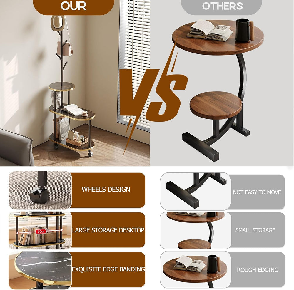 360° Swivel Side Table for Small Spaces End Table with 3-Tier Storage 66&quot...