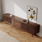 Mid Century Modern TV Stand for 100 inch TV, 94.5" Walnut TV Console with 2 Cabinet & 2 Drawers, Entertainment Center, Media Console for Living Room/Bedroom